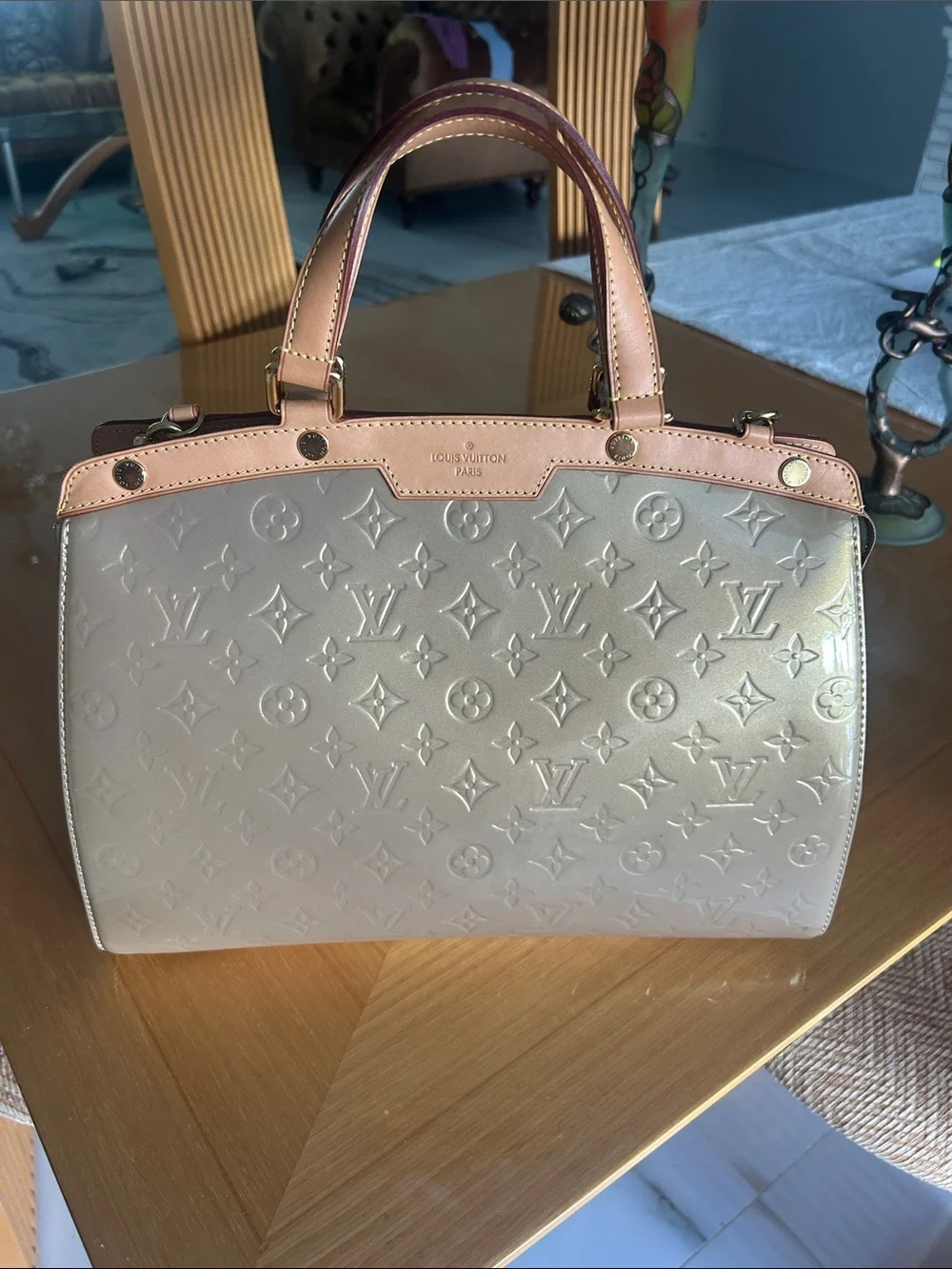 Louis Vuitton Champagne Embossed Monogram Tote with Tan Trim